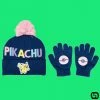 Bioworld Pokemon: Pikachu Youth Beanie Pink Pom & Gloves Combo Merch
