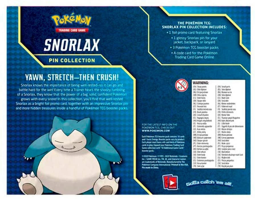 Pokemon TCG: Snorlax Pin Collection